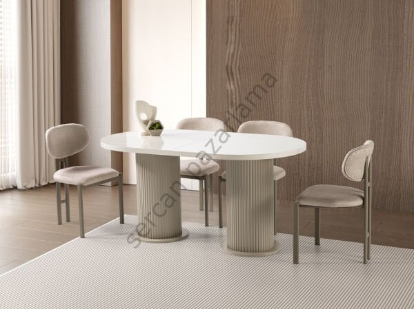 1436-2238 - Lilyum Masa Sandalye Takımı - Ekru/Cappucino