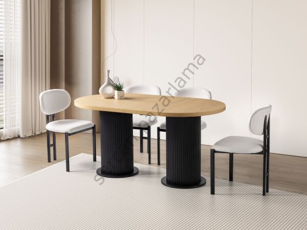 1437-2235 - Lilyum Masa Sandalye Takımı - Klimt/Siyah