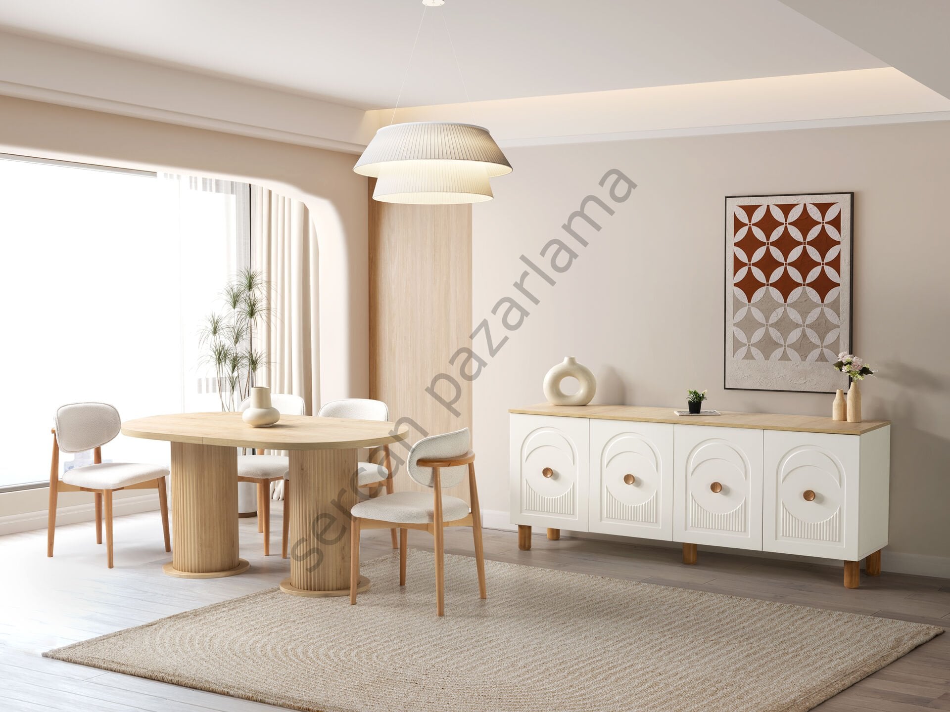 Orion Yemek Odası - Ekru/Meşe