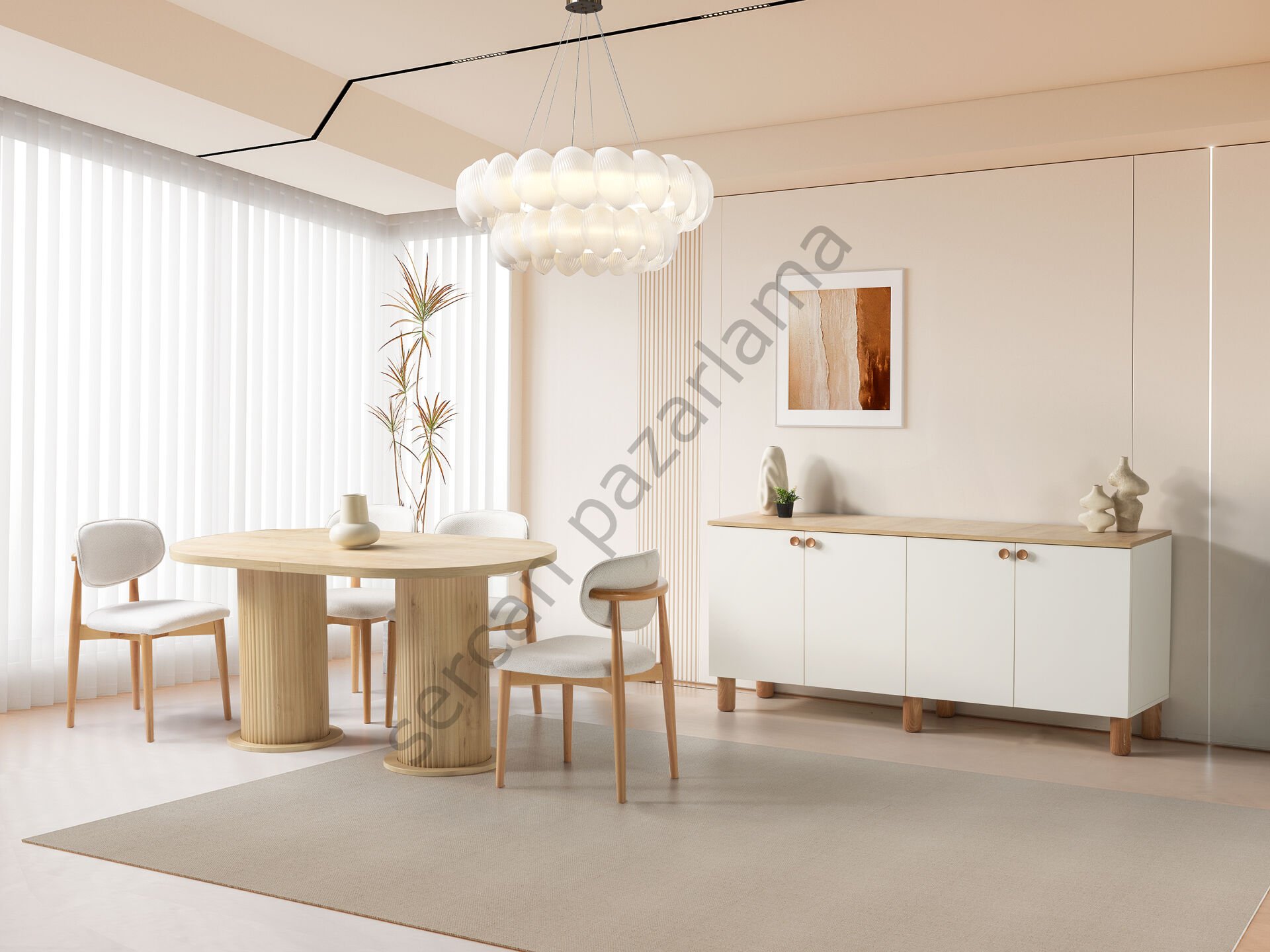 Duru Yemek Odası - Ekru/Meşe