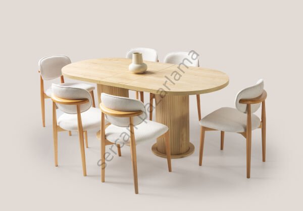 Nero Yemek Odası - Ekru/Meşe