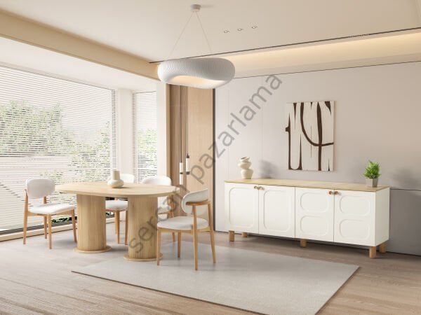 Nero Yemek Odası - Ekru/Meşe