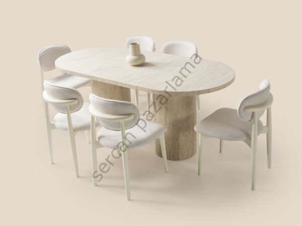 1435-2024 - Vega Masa Sandalye Takımı - Traverten