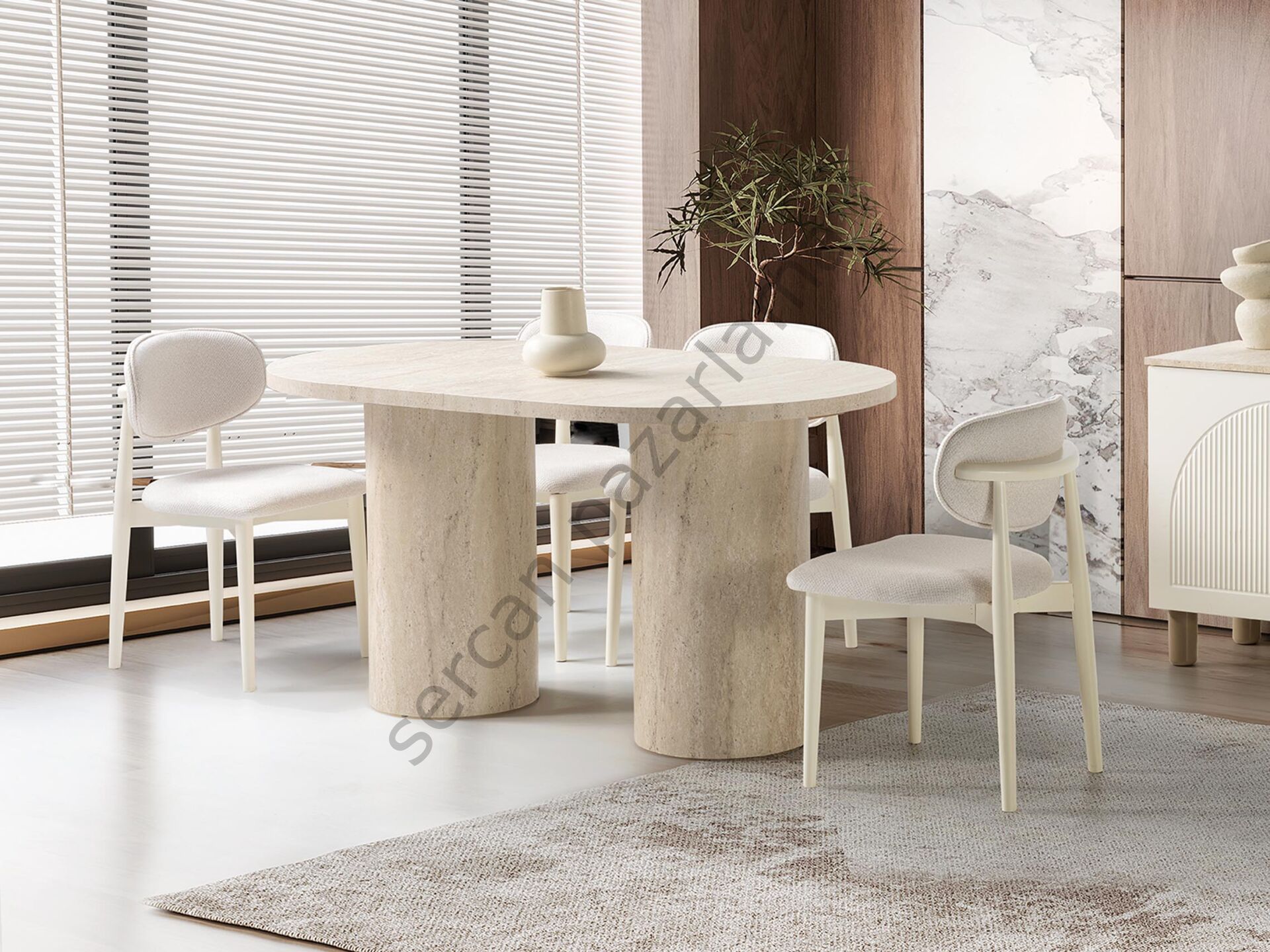 1435-2024 - Vega Masa Sandalye Takımı - Traverten