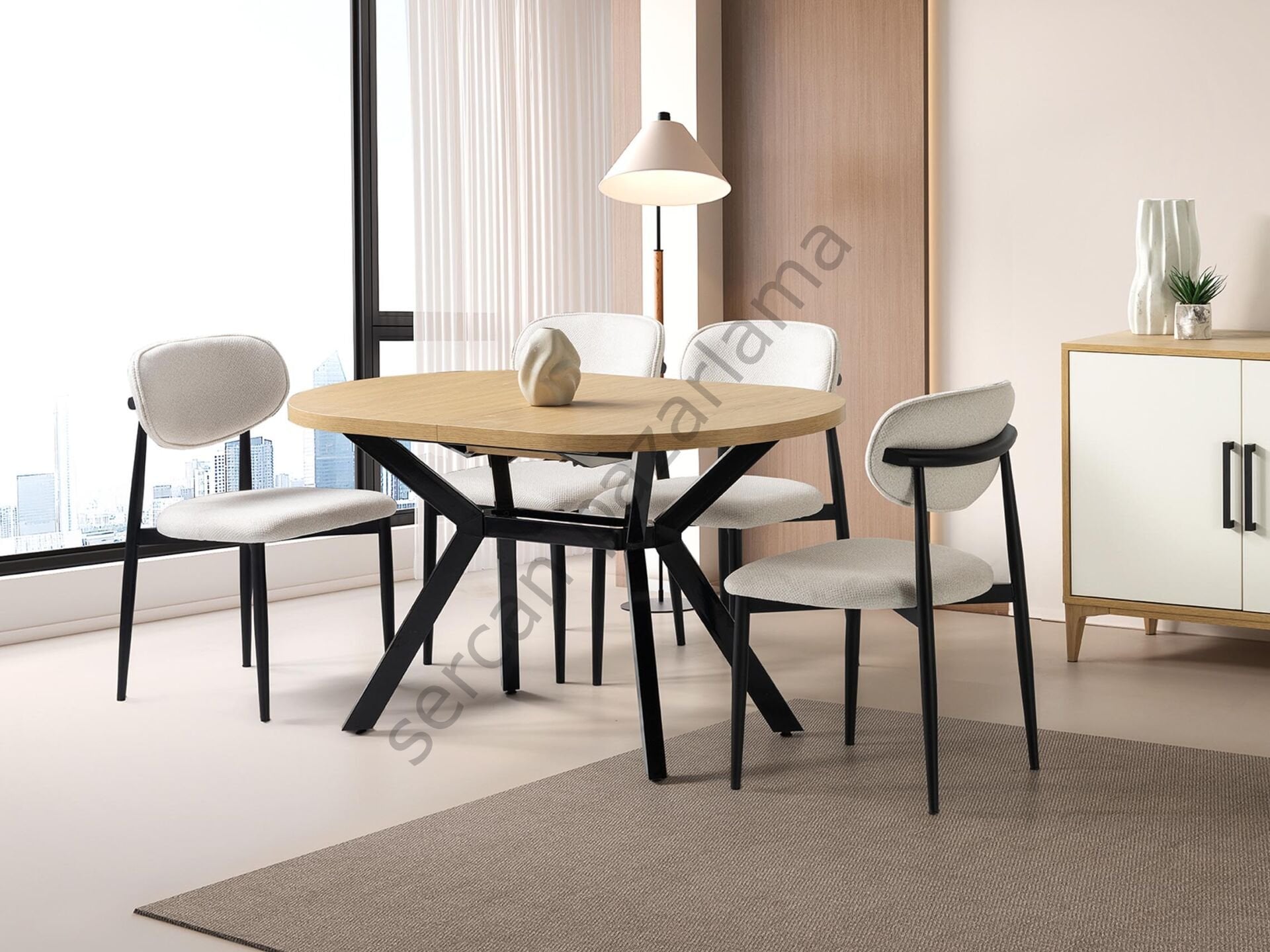 1214-2283 - Haliç Masa Sandalye Takımı - Klimt/Siyah