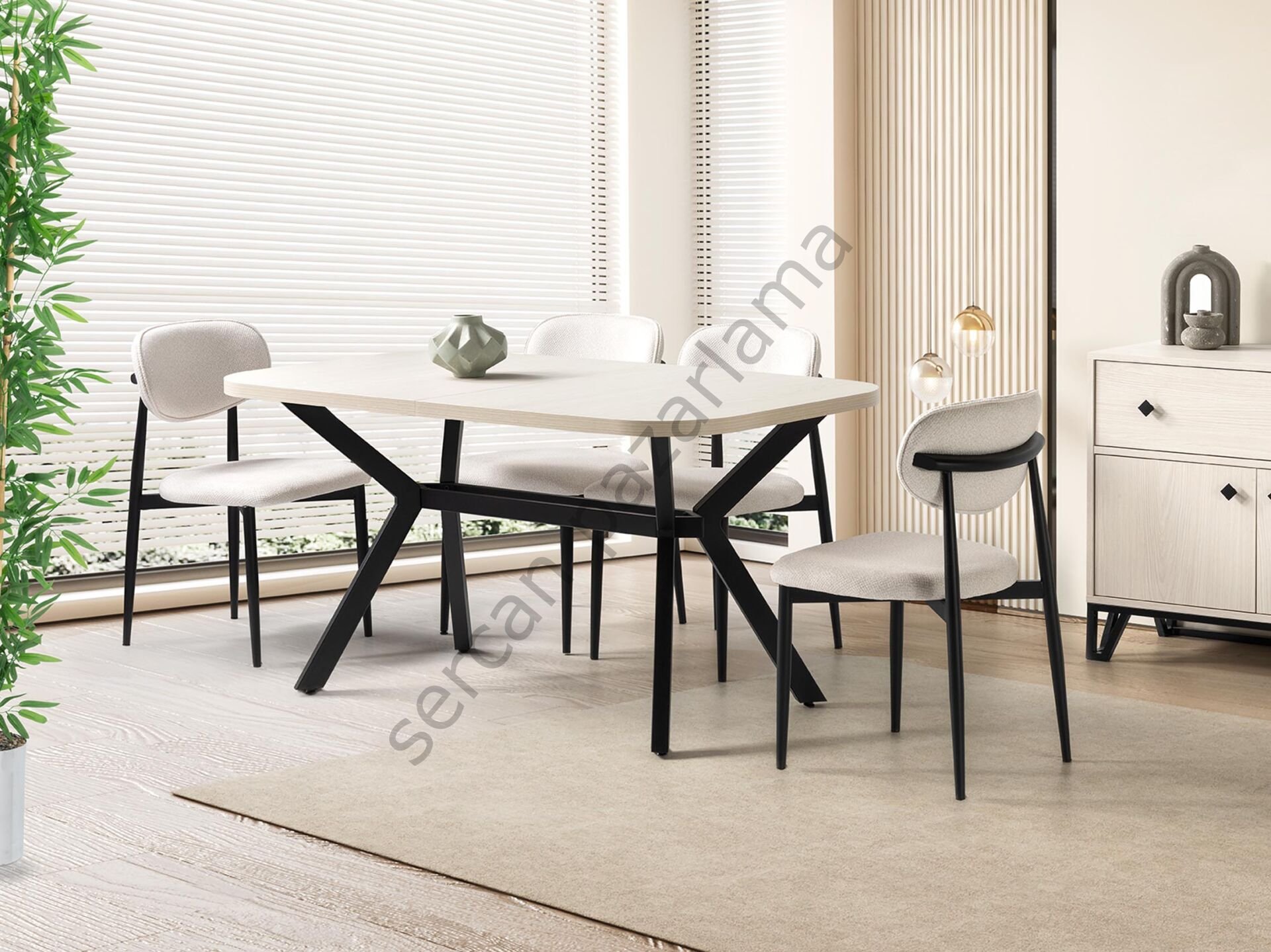 1395-2283 - Prizma Masa Sandalye Takımı - Monet/Siyah