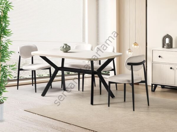 1395-2283 - Prizma Masa Sandalye Takımı - Monet/Siyah