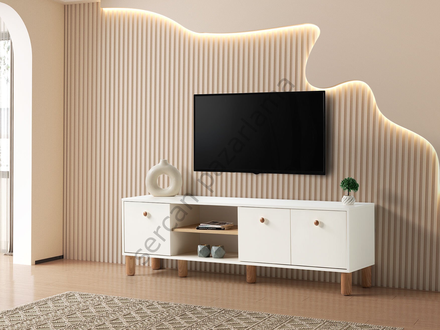 3581 - Hira Tv Ünitesi - Ekru