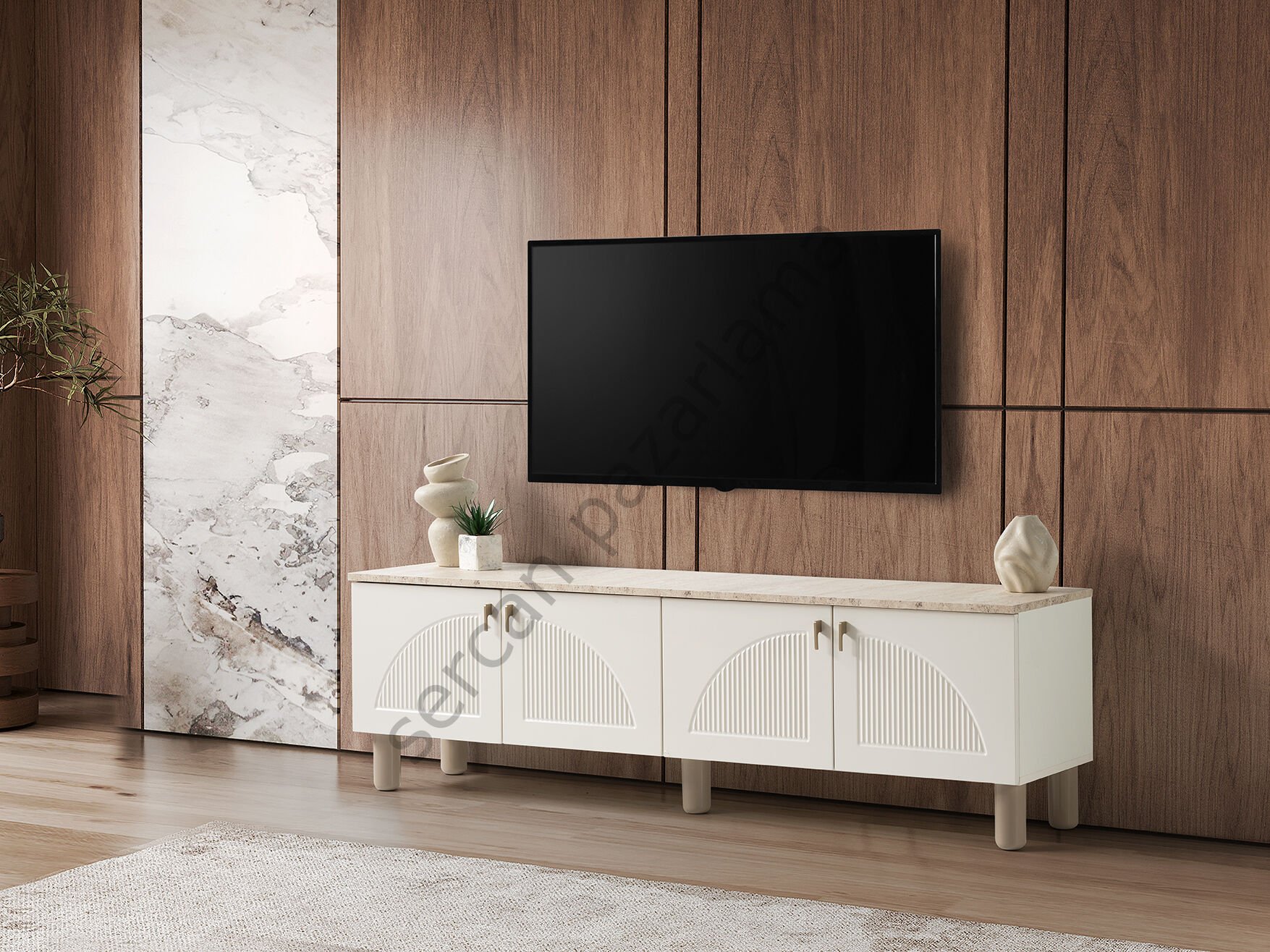 3567 - Vega Tv Ünitesi - Ekru/Traverten