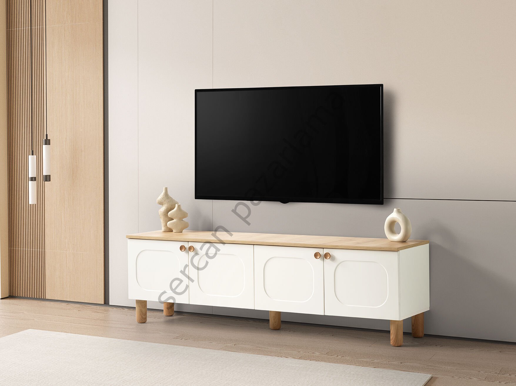 3564 - Nero Tv Ünitesi - Ekru/Meşe