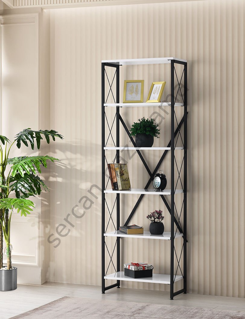 3282 - Ferforje Kitaplık 60'lık - Beyaz