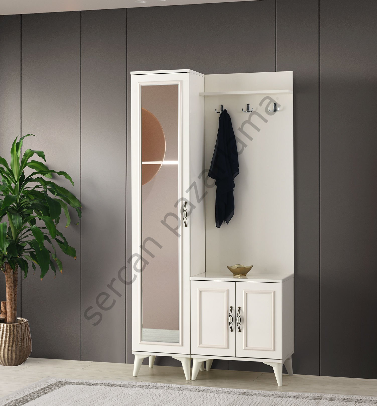 3212 - Nehir İkili Portmanto - Ekru