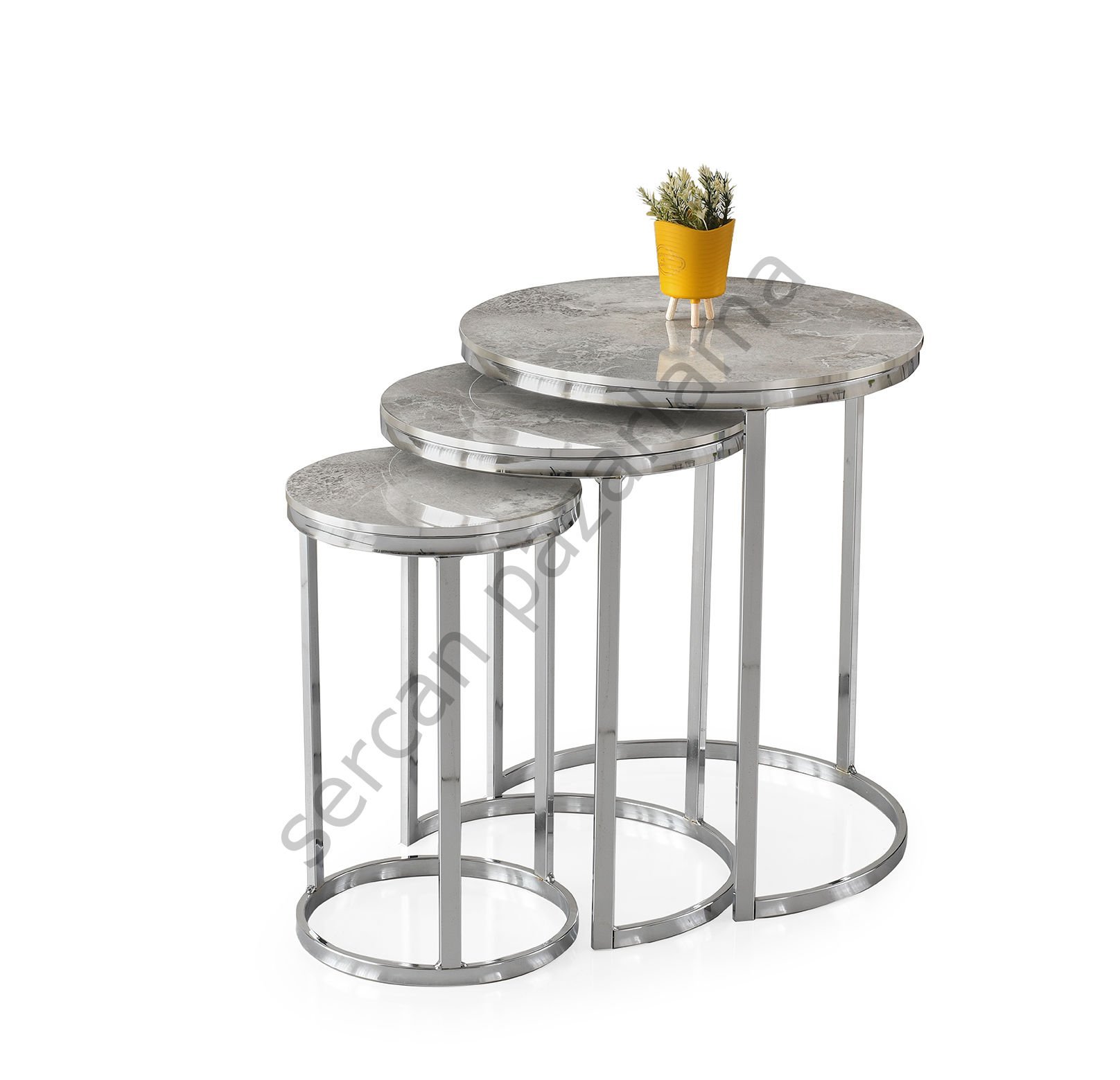 8015 - Sedef Sehpa - Gümüş/HighGloss Rambla