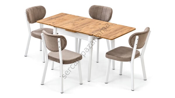 1227-2318 - Pınar Masa Sandalye Takımı - Çam/Beyaz