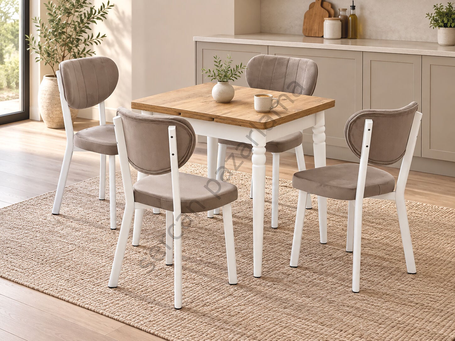 1227-2318 - Pınar Masa Sandalye Takımı - Çam/Beyaz