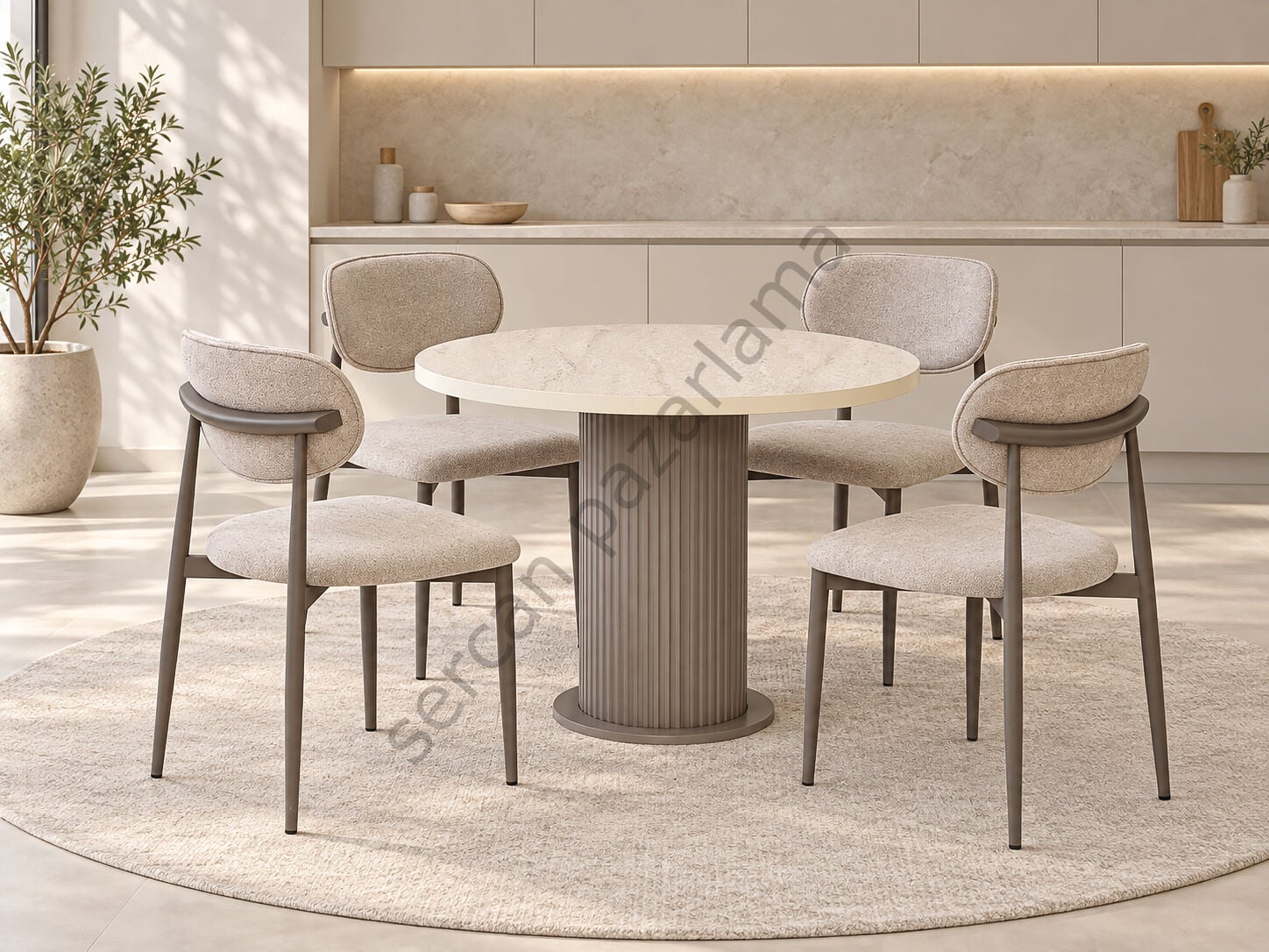 1425-2282 - Soho Masa Sandalye Takımı - Traverten/Cappucino