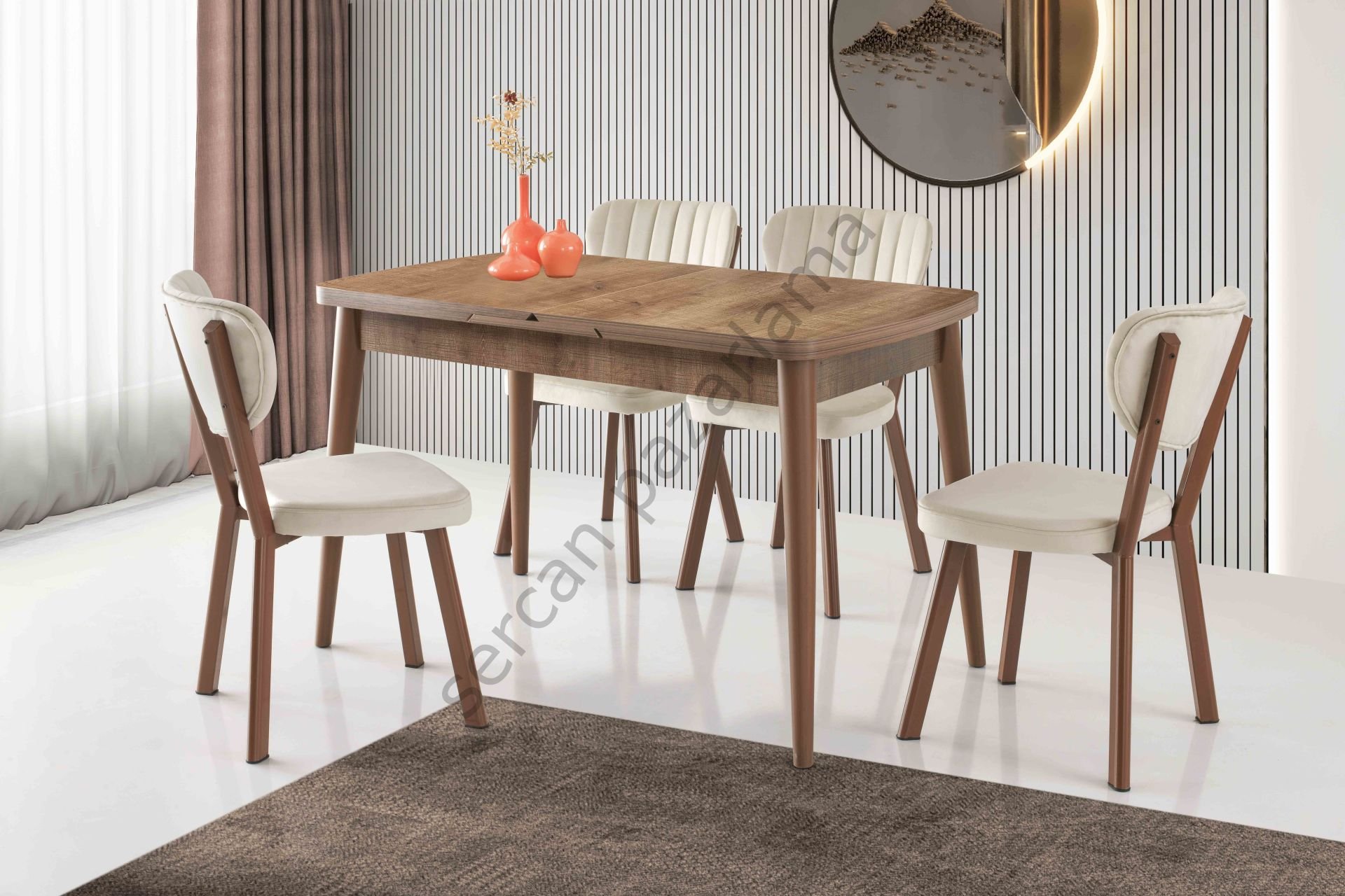 1316-2313 - Kelebek Masa Sandalye Takımı - Ceviz
