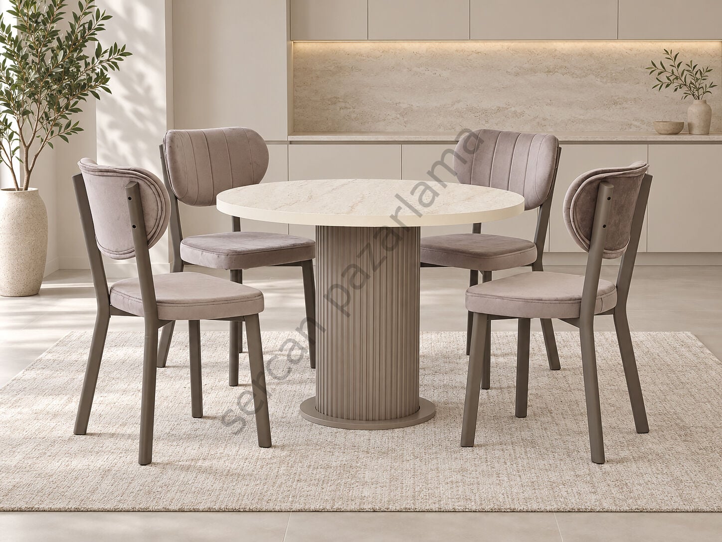 1425-2308 - Soho Masa Sandalye Takımı - Traverten/Cappucino